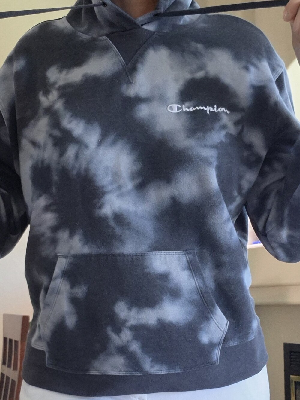 Champion, Tie Dye Hoodied, Kangroo Pocket 60% Cotton Blend Sweatshirt Sz Large